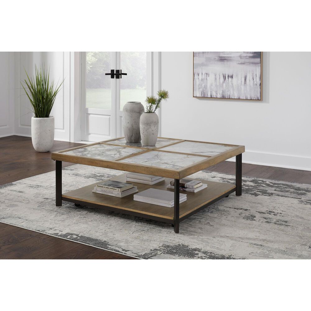 Ashley Montia Cocktail Table in Black and Light Natural, , large