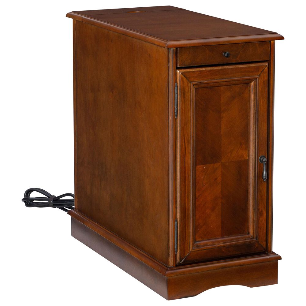 Linon Home Decor Barron Accent Table with USB Charging Station in Hazelnut, , large