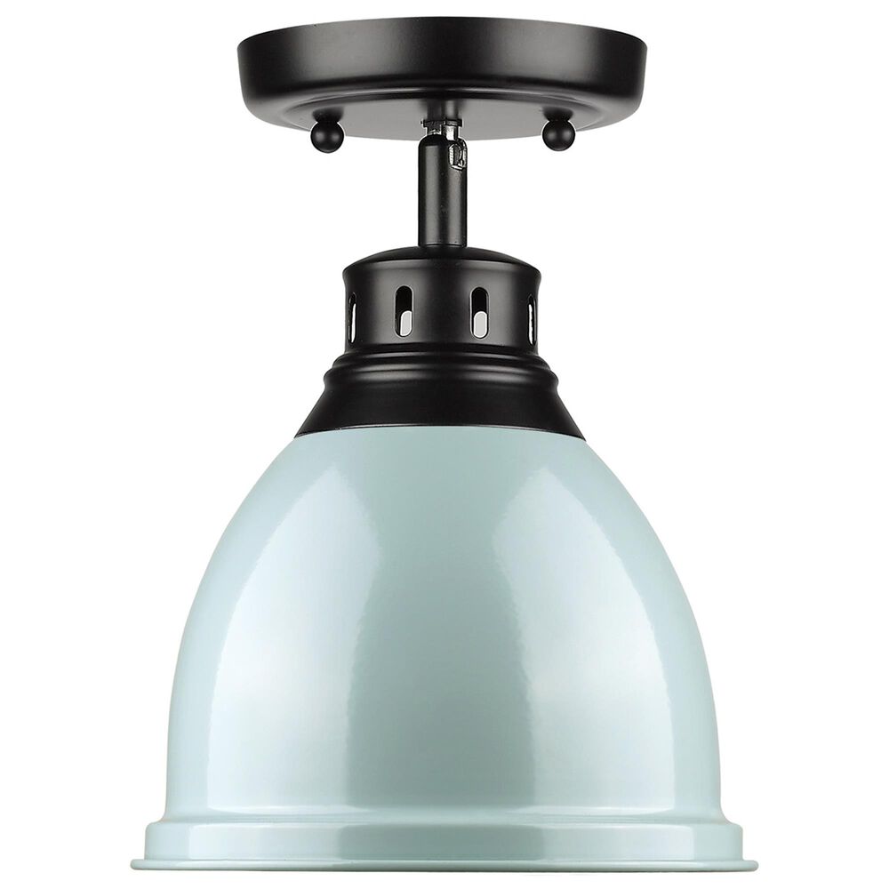 Golden Lighting Duncan Flush Mount in Matte Black and Light Blue, , large