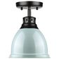 Golden Lighting Duncan Flush Mount in Matte Black and Light Blue, , large