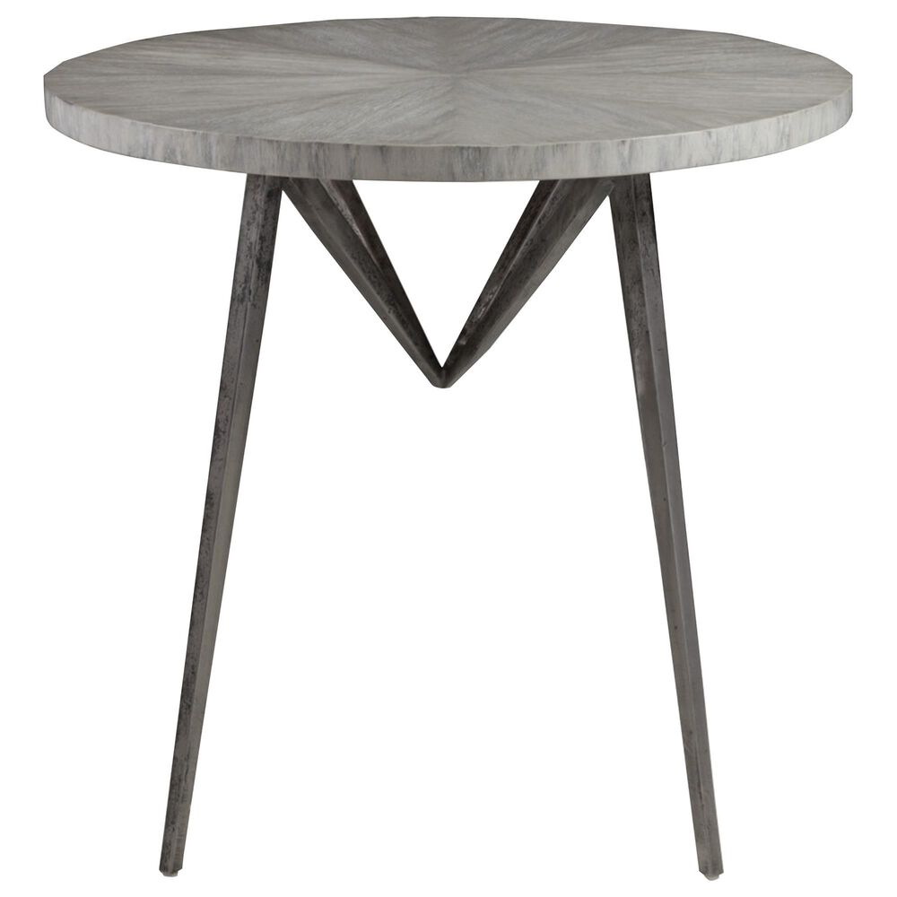 Artistica Metal Alfie End Table in Antique Iron, White and Gray, , large