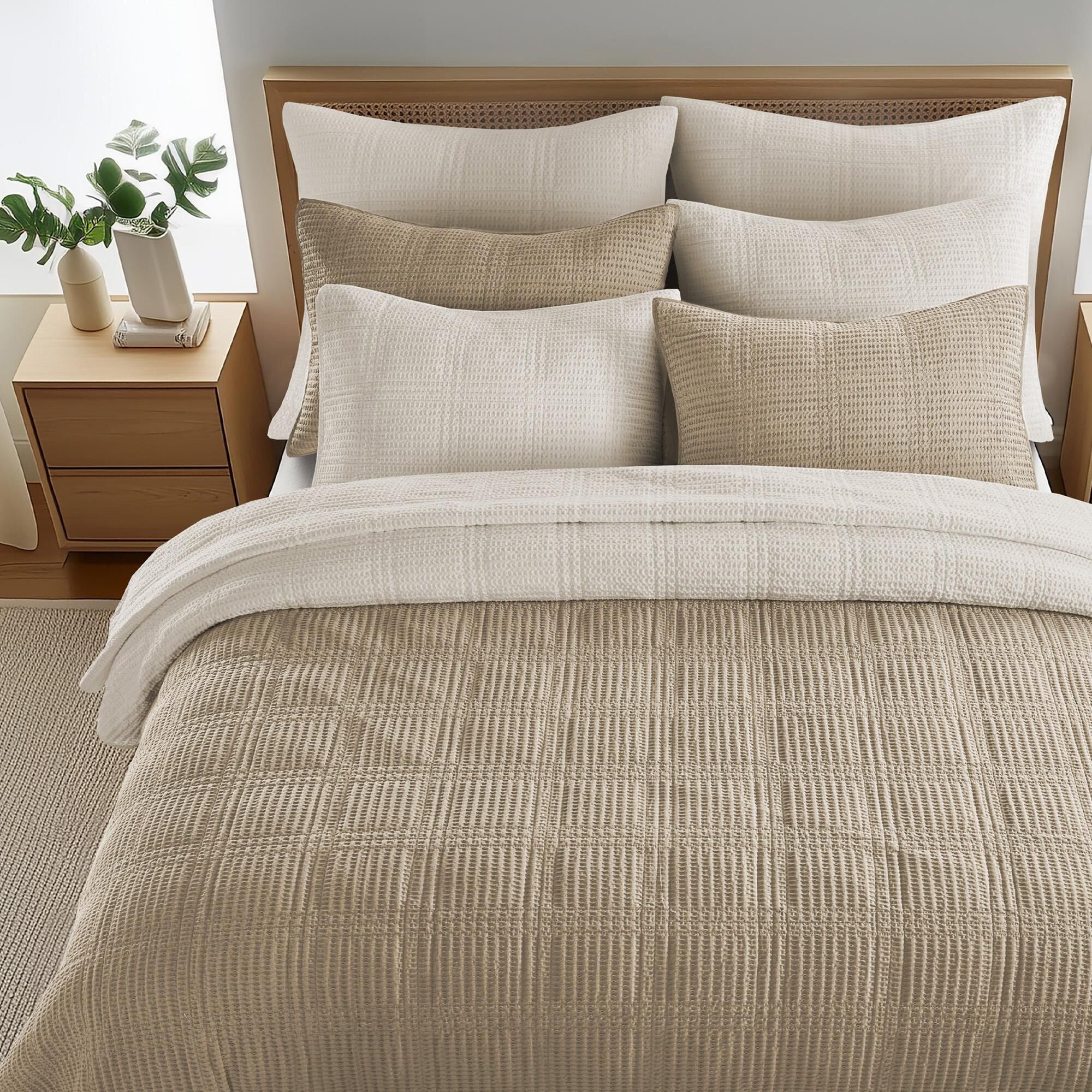Levtex Cloud Waffle 3-Piece King Quilt Set in Undyed Cream