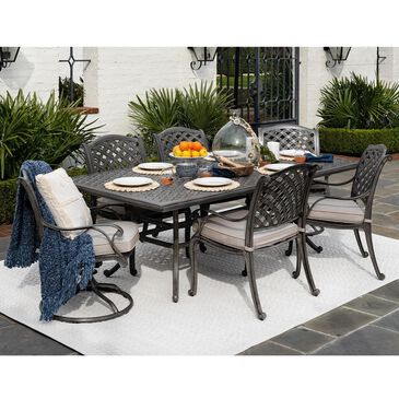 Gathercraft Macan 7-Piece Rectangular Dining Set in Silver, , large
