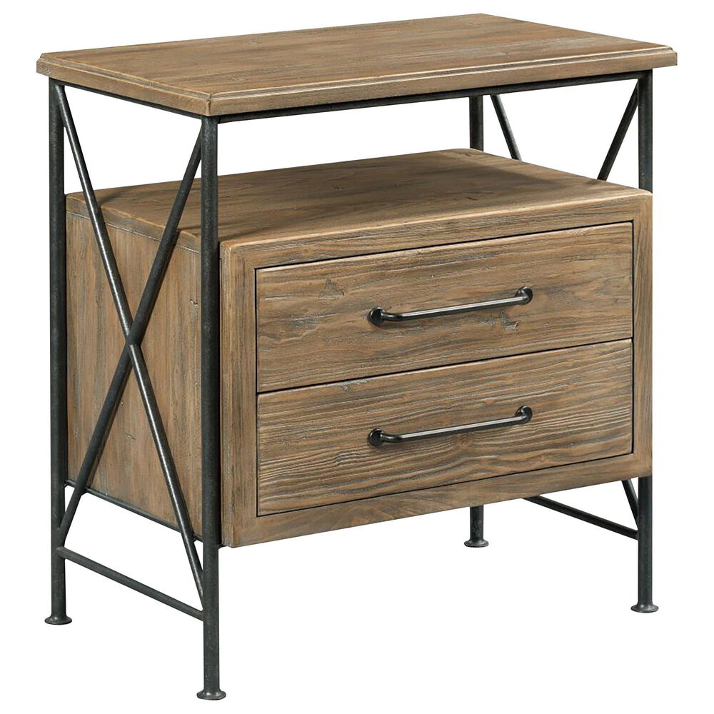 Kincaid Modern Forge Crockett 2 Drawer Nightstand in Sandy Brown Poplar, , large