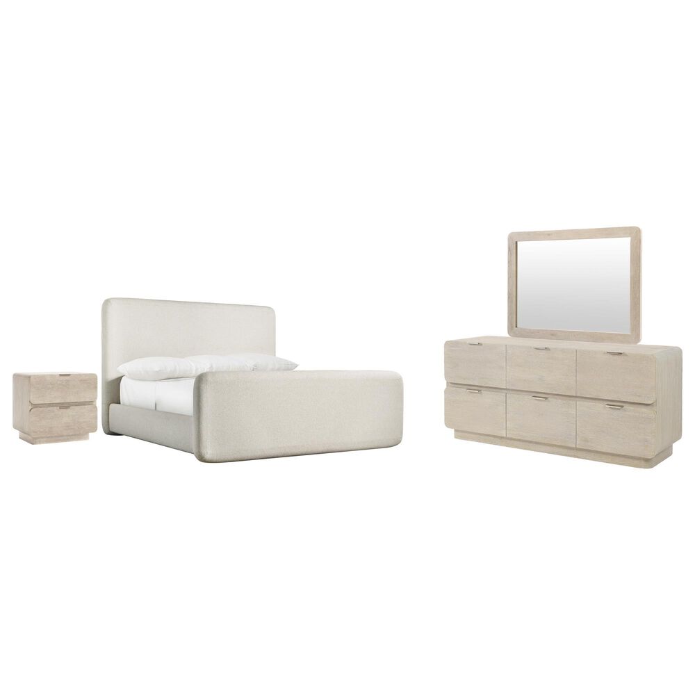 Bernhardt Antibes 4-Piece Queen Upholstered Panel Bedroom Set in Roz with USB Ports, , large