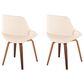 LumiSource Fabrico Side Chair with Cream Faux Leather Cushion in Walnut (Set of 2), , large