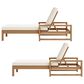 HOMLUX Adjustable Outdoor Chaise Lounge with Armrests and Light Teak Frame in Beige (Set of 2), , large