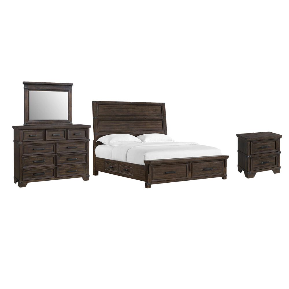 Mayberry Hill Colorado 4 Piece Queen Storage Bedroom Set in Charcoal with USB Ports, , large