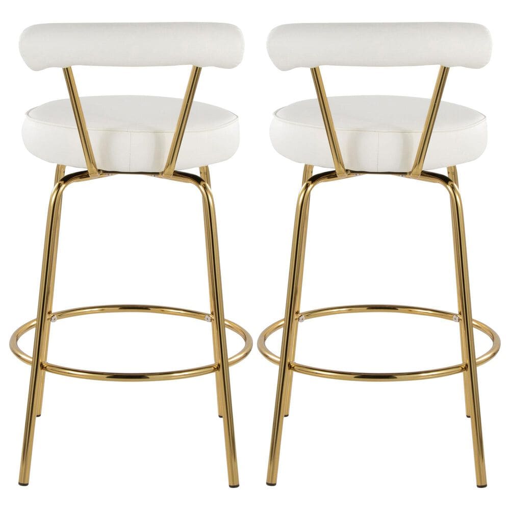 Lumisource Rhonda Swivel Counter Stool with White Cushion in Gold &#40;Set of 2&#41;, , large