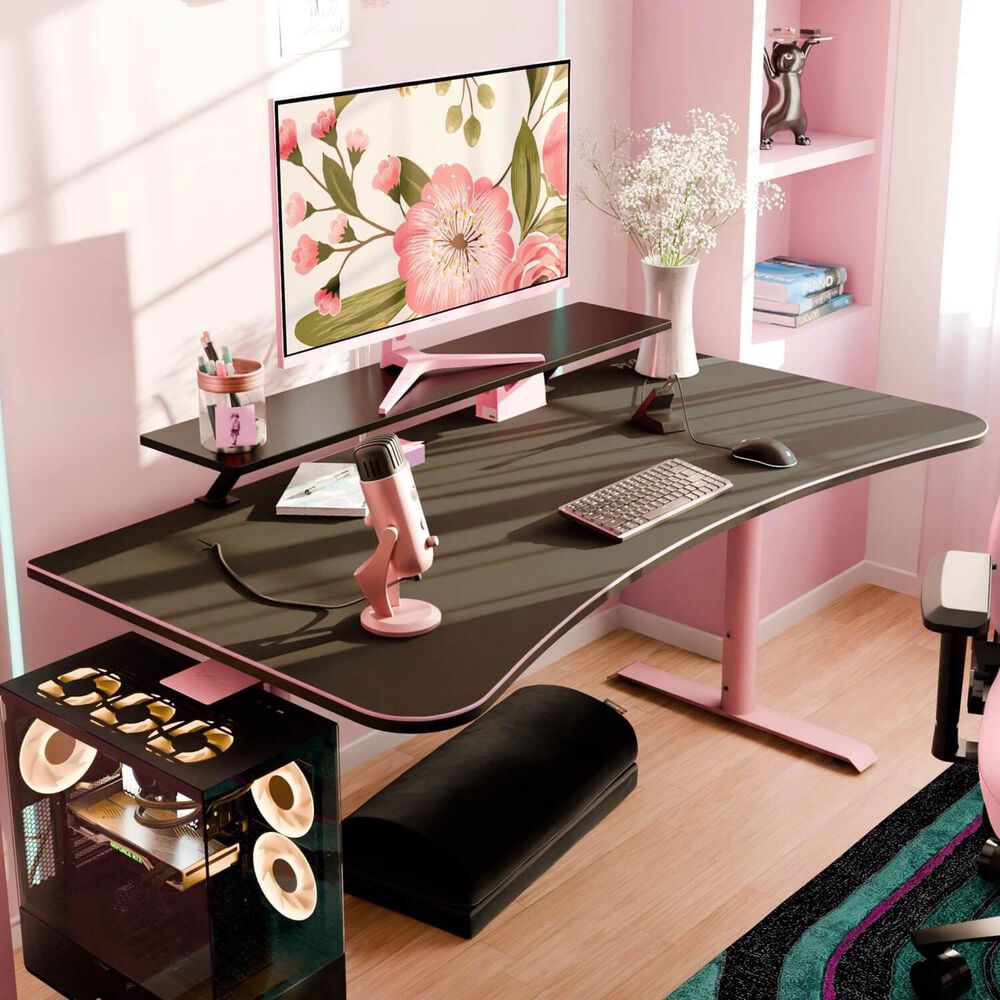 Arozzi Arena Large Gaming Desk in Pink, , large
