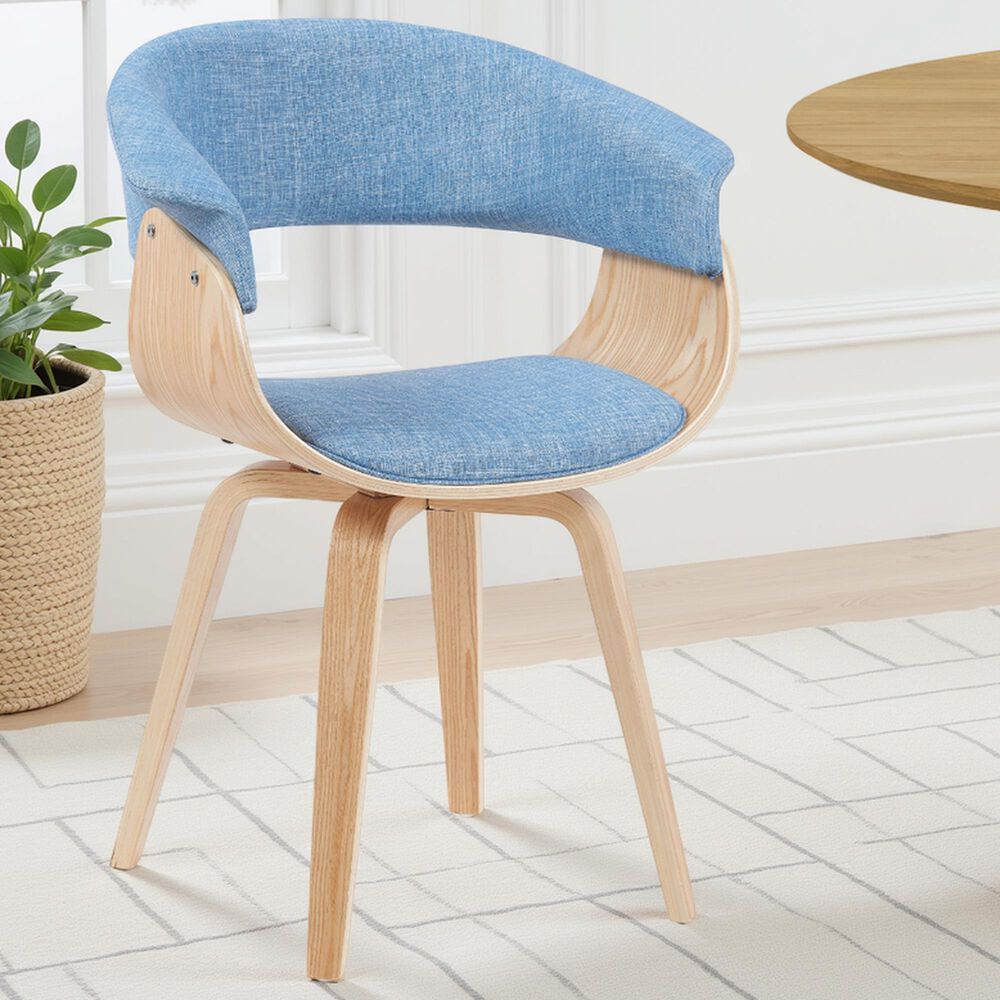 Armen Living Summer Arm Chair with Blue Upholstery in Oak, , large