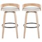 LumiSource Grotto 30" Swivel Barstool with Oat Upholstery in Whitewashed and Black (Set of 2), , large