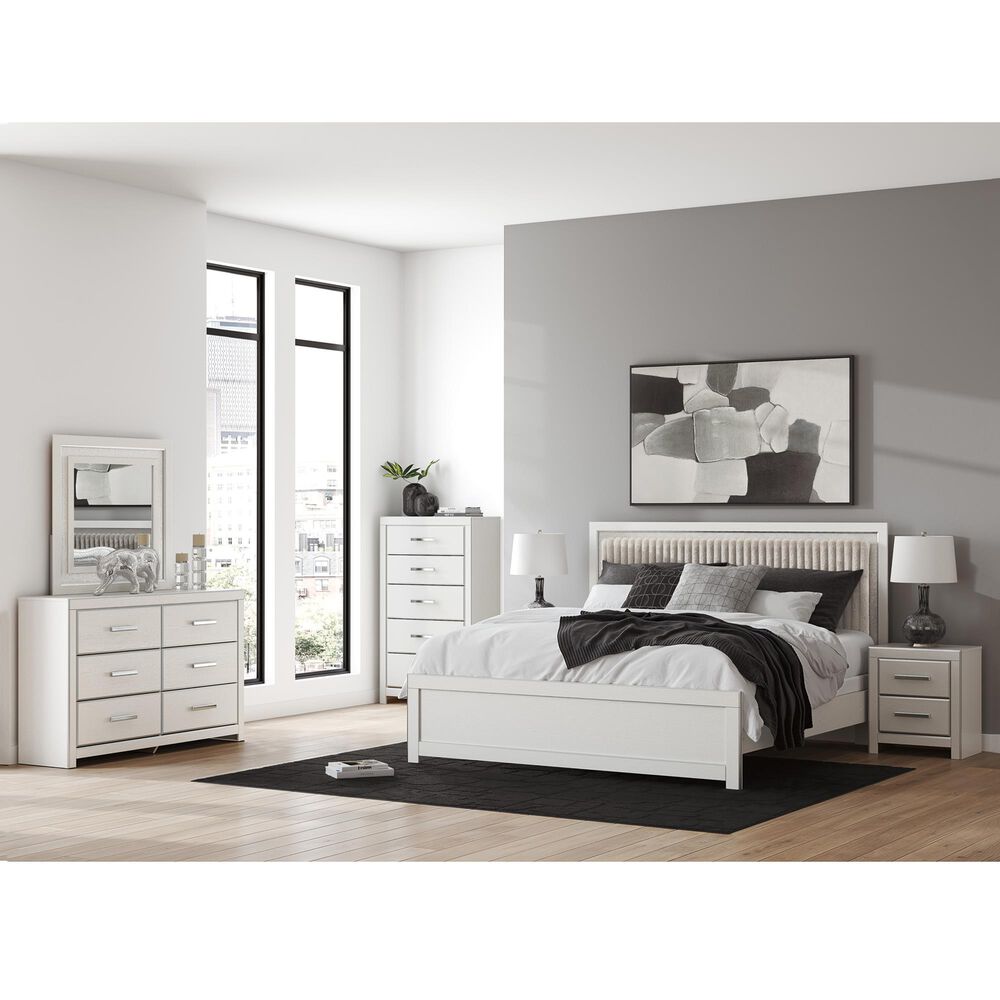 Ashley Zuraleus 5-Piece King Upholstered Panel Bedroom Set in Matte White, , large