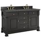 James Martin Vanities Brookfield 60" Double Bathroom Vanity in Black Onyx with 3 cm Parisien Bleu Quartz Top and Rectangular Sinks, , large