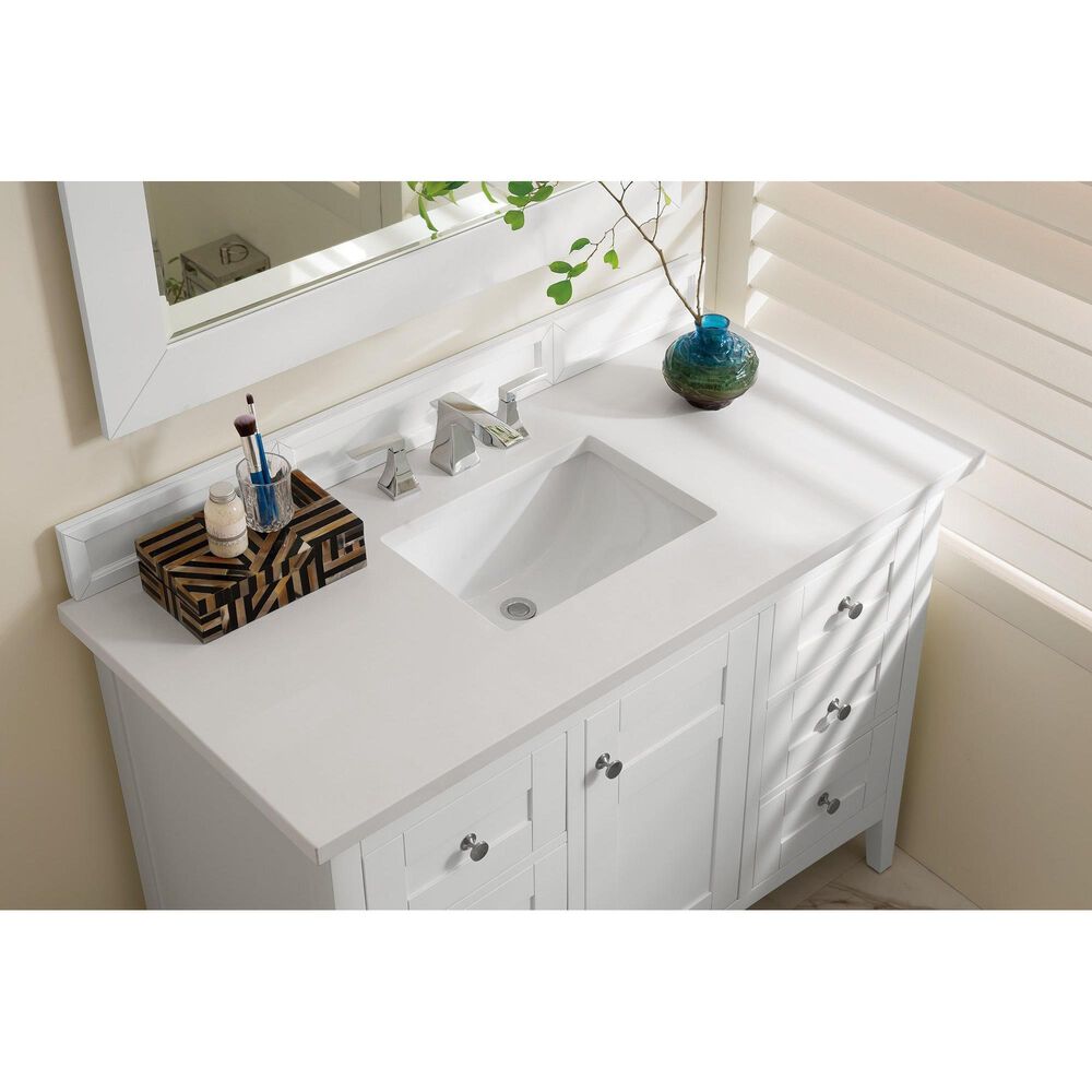 James Martin Vanities Palisades 48&quot; Single Bathroom Vanity in Bright White with 3 cm White Zeus Quartz Top and Rectangular Sink, , large