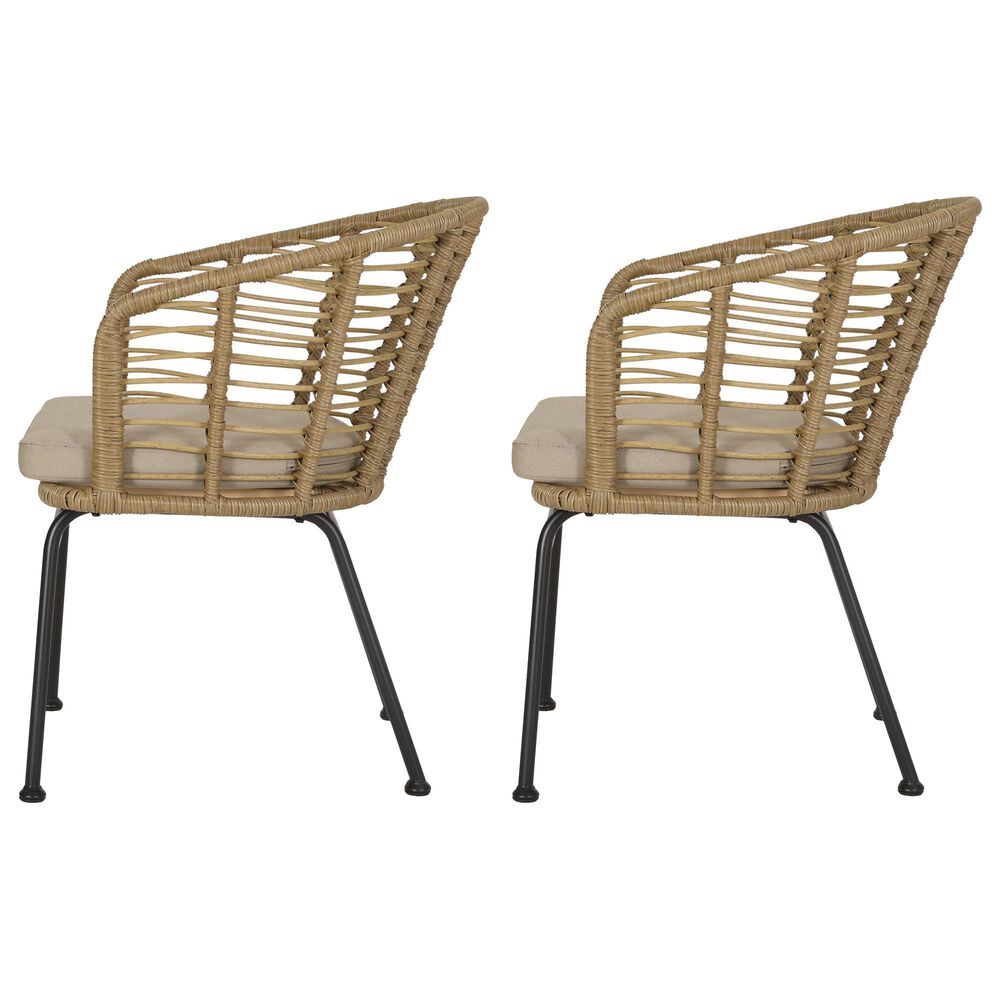 Hearth and Haven Randy Outdoor Arm Chair with Tub-Shaped Structure in Beige (Set of 2), , large
