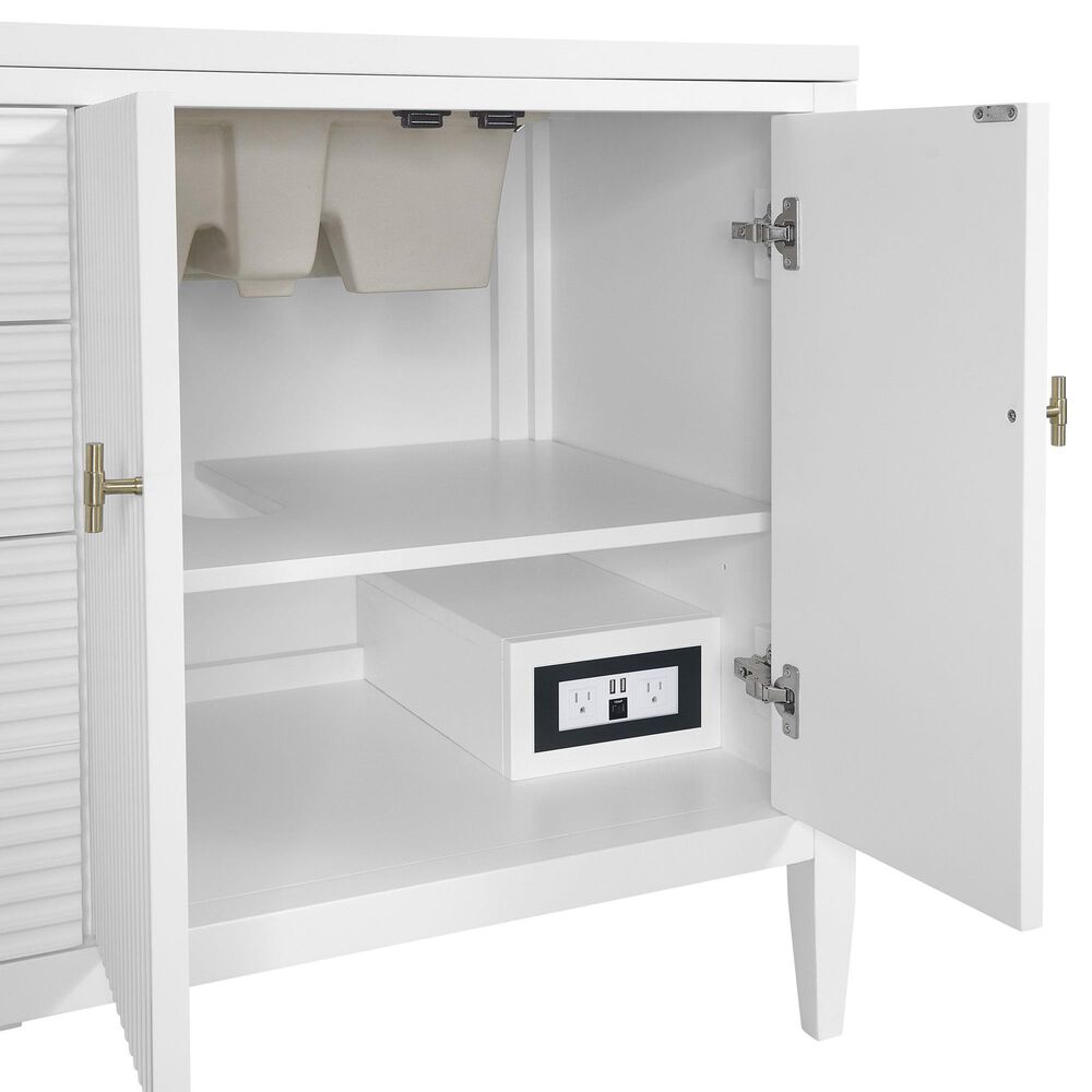 James Martin Vanities Myrrin 72" Vanity in Bright White with Single Hole 3 cm White Zeus Quartz Top &amp; Backsplash, , large