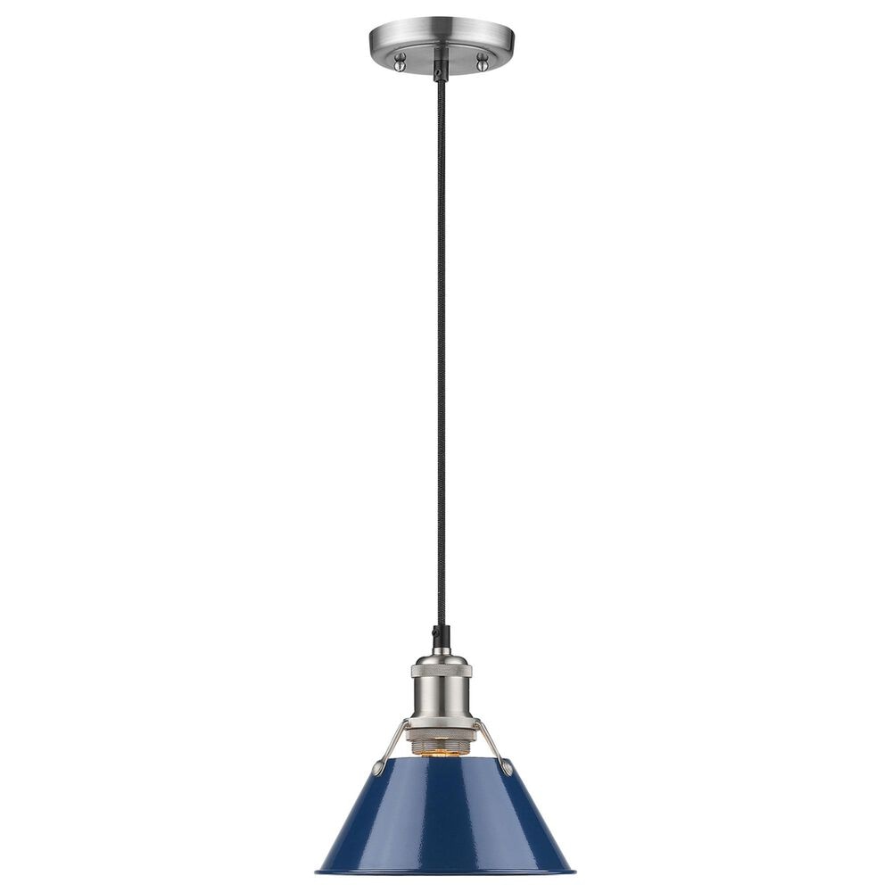 Golden Lighting Orwell 1-Light Small Pendant with Matte Navy Shade in Pewter, , large