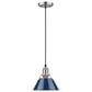 Golden Lighting Orwell 1-Light Small Pendant with Matte Navy Shade in Pewter, , large