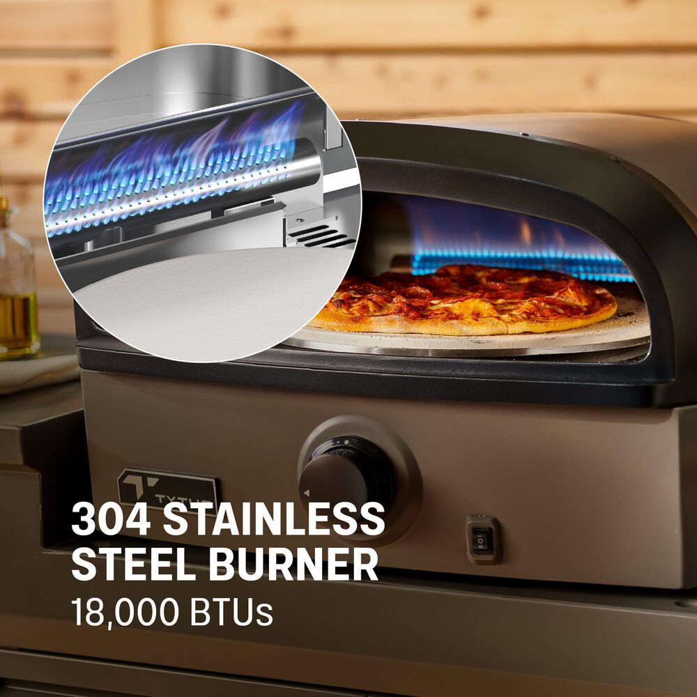 Tytus Emberwood Grill and Prep Cart with Gas Tabletop Pizza Oven in Gunmetal Gray, , large