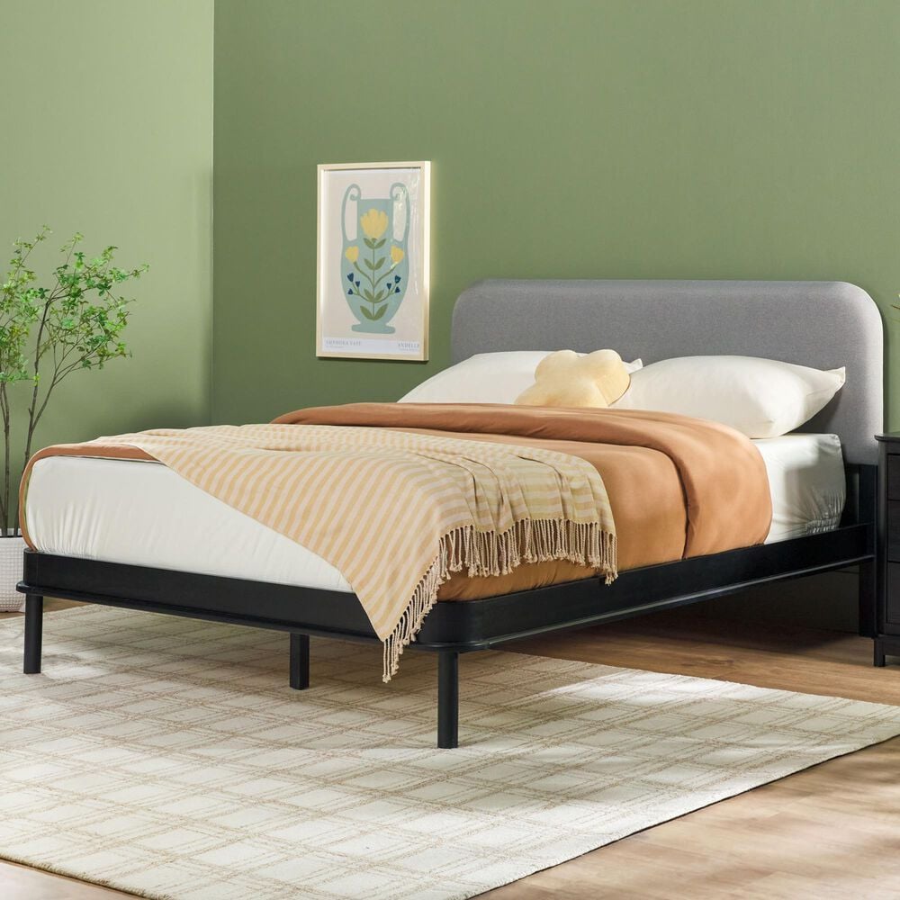Walker Edison Annette Queen Platform Bed in Black, , large