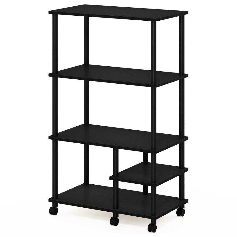 HOMLUX Turn-N-Tube 4-Tier Kitchen Storage Cart in Americano and Black, , large