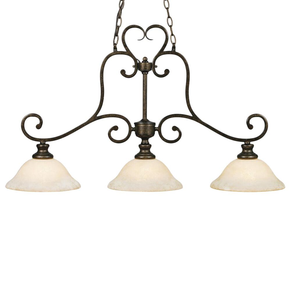 Golden Lighting Heartwood 3-Light Linear Pendant in Burnt Sienna with Tea Stone Glass, , large