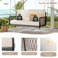 HOMLUX Patio Woven Rope Swing Sofa with Black Steel in Beige, , large