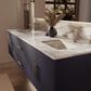 Lexora Home Geneva 72" Double Bathroom Vanity in Navy Blue with 2 cm White Carrara Marble Top and Rectangular Sinks, , large