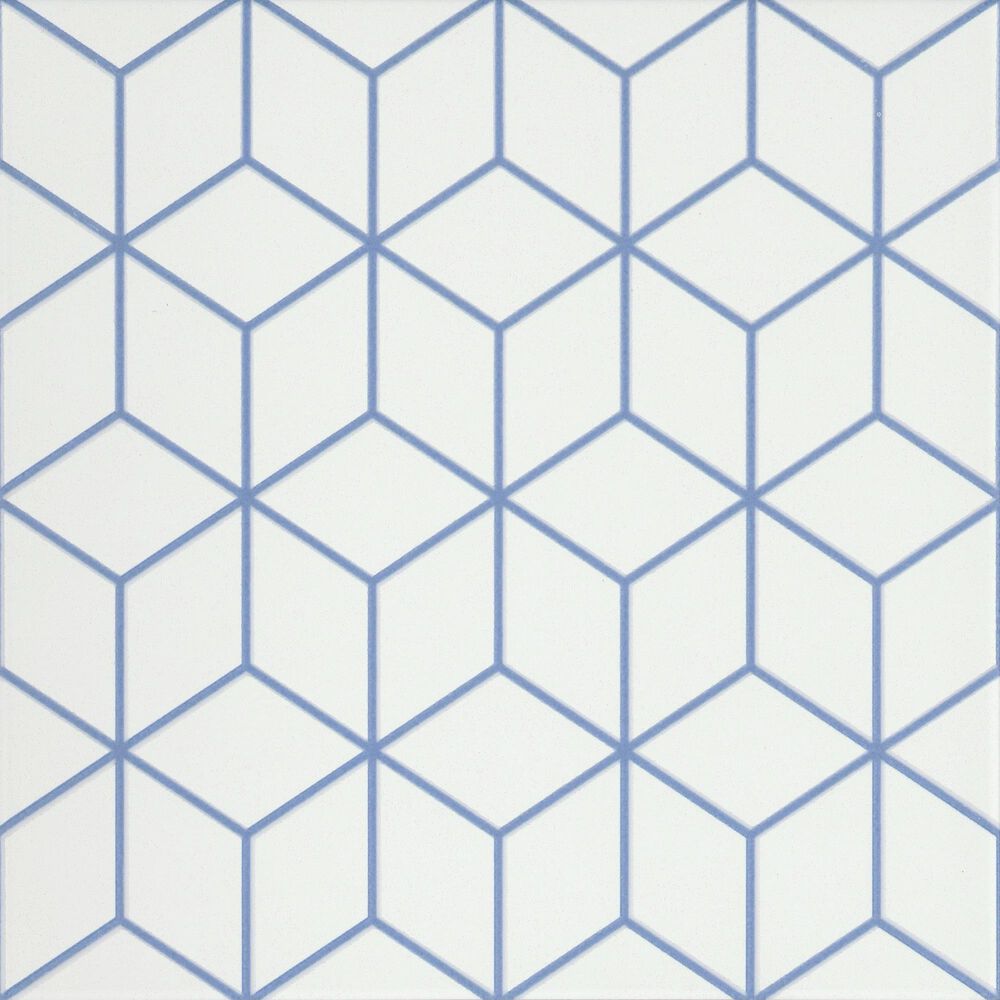 Emser Geometry Cube Blue 10" x 10" Porcelain Tile, , large