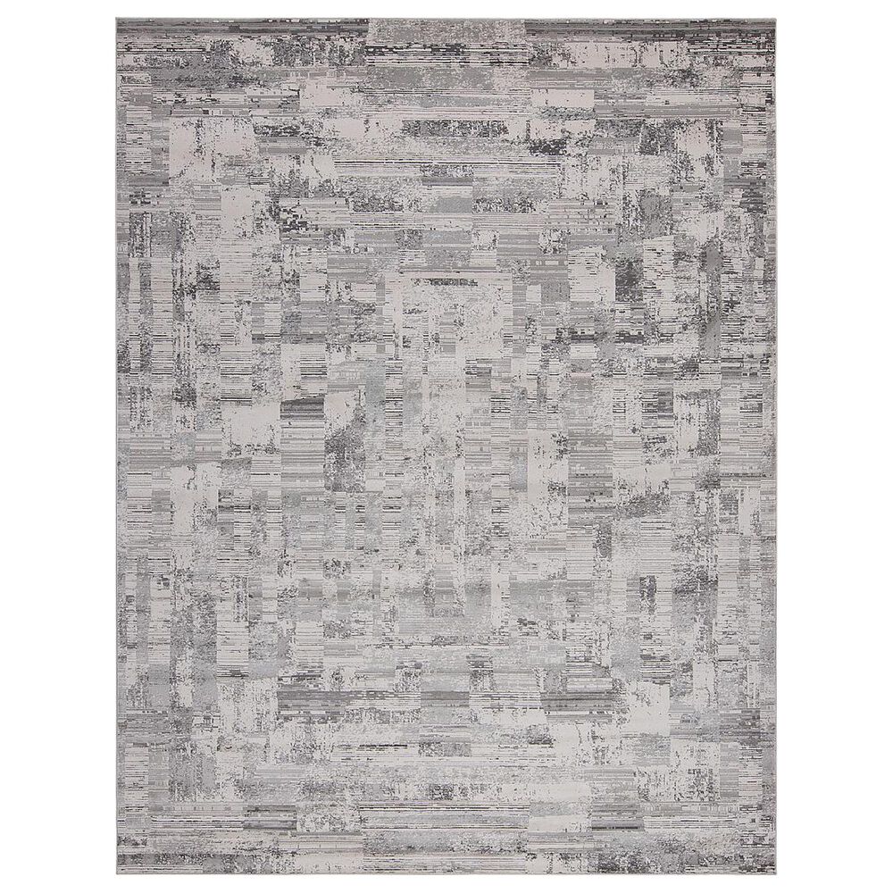 Harounian Rugs Sunbrella S10-10A 5' x 8' Grey and White Area Rug, , large