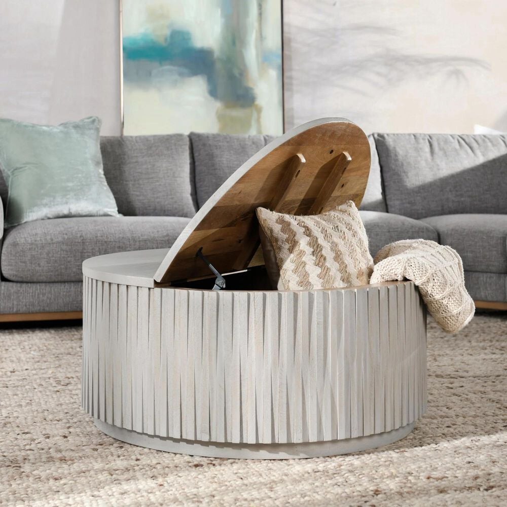 Classic Home Mrytle Round Lift-Top Coffee Table in Mango Wood, , large