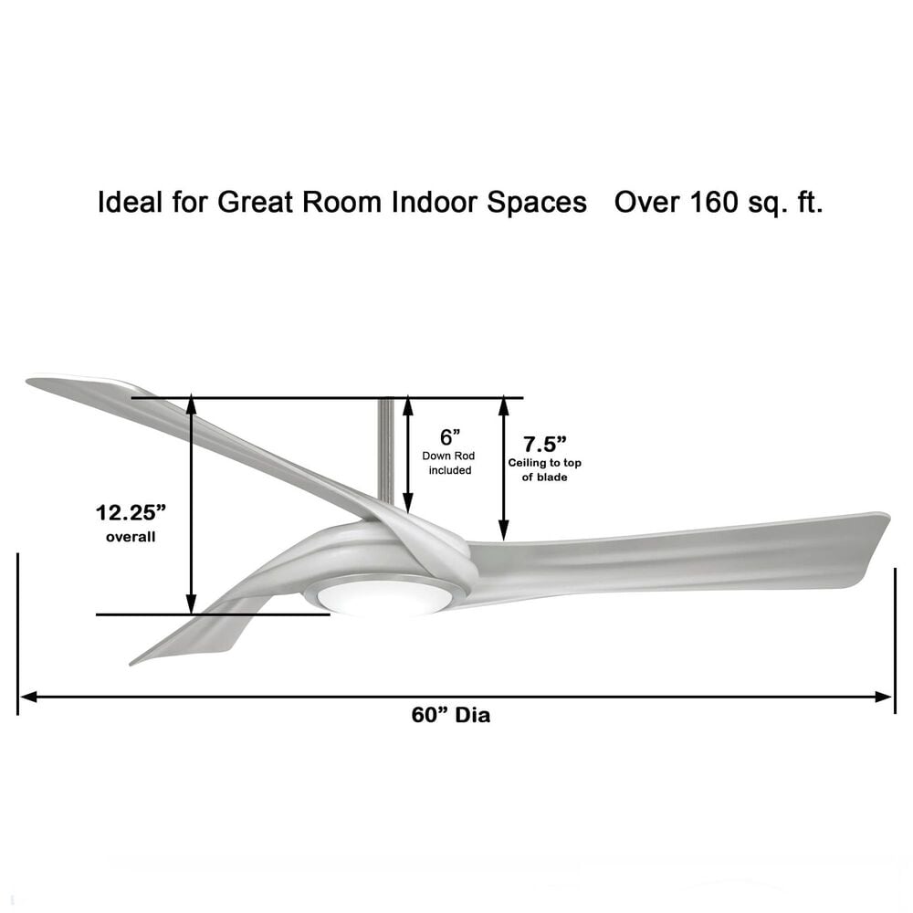 Minka-Aire Curl 60" Ceiling Fan with LED Light in Brushed Nickel, , large