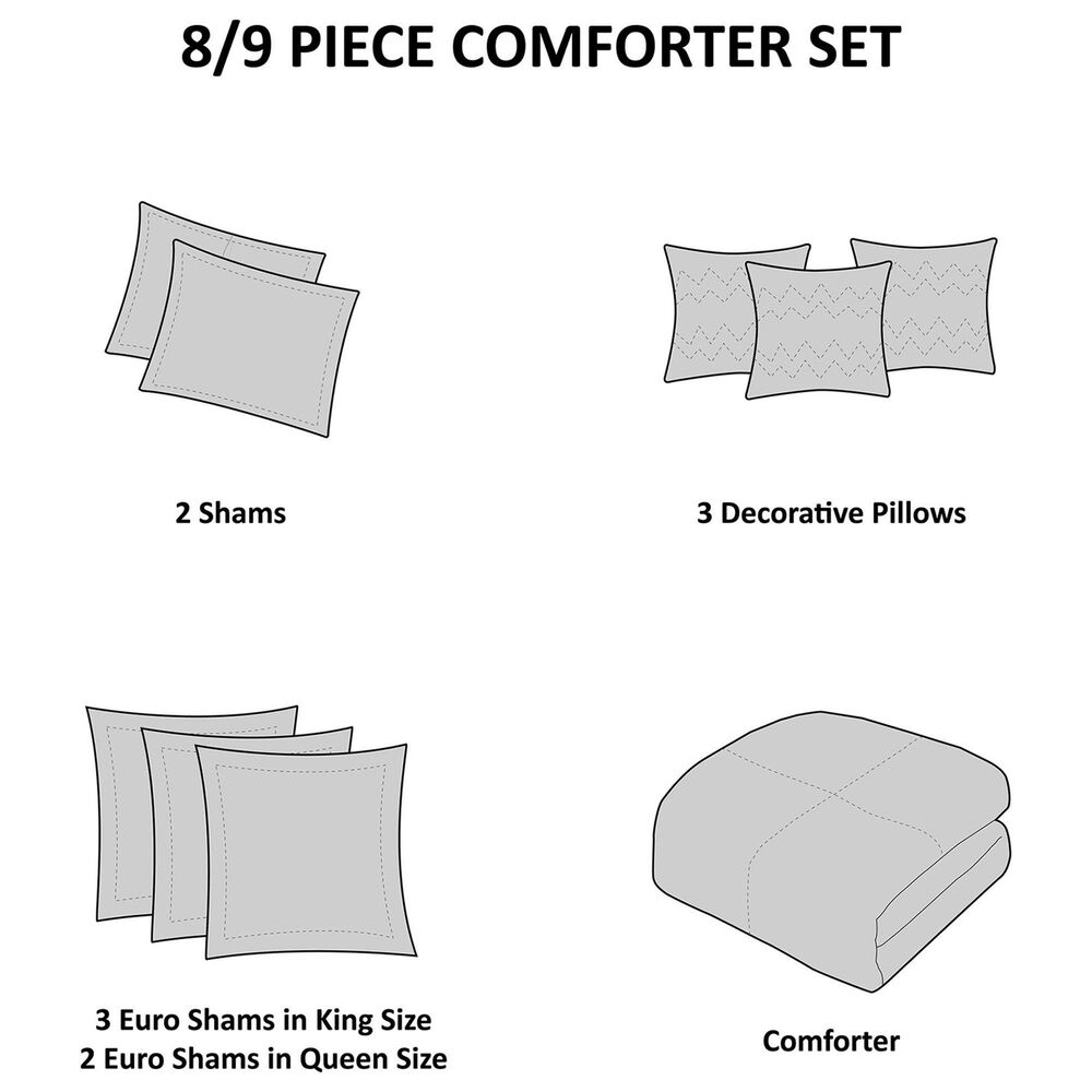 Hampton Park Noble 8-Piece Queen Cotton Comforter Set in Blue, , large