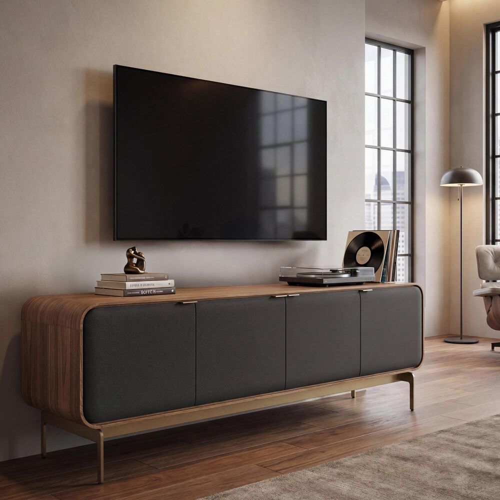 BDI Plume 80" 4-Door Media Cabinet in Walnut and Bronze, , large