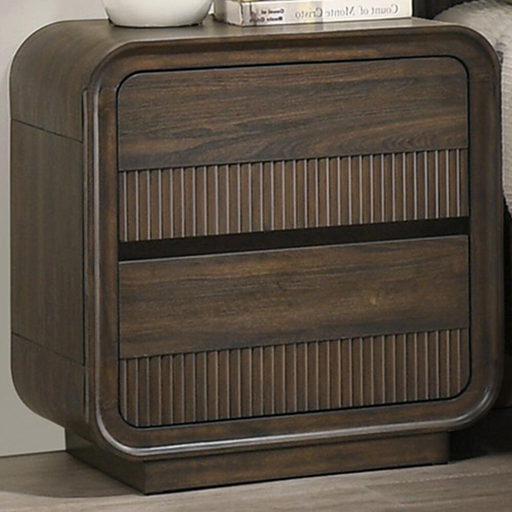 Crown Mark Kinkaid 2-Drawer Nightstand in Brown, , large