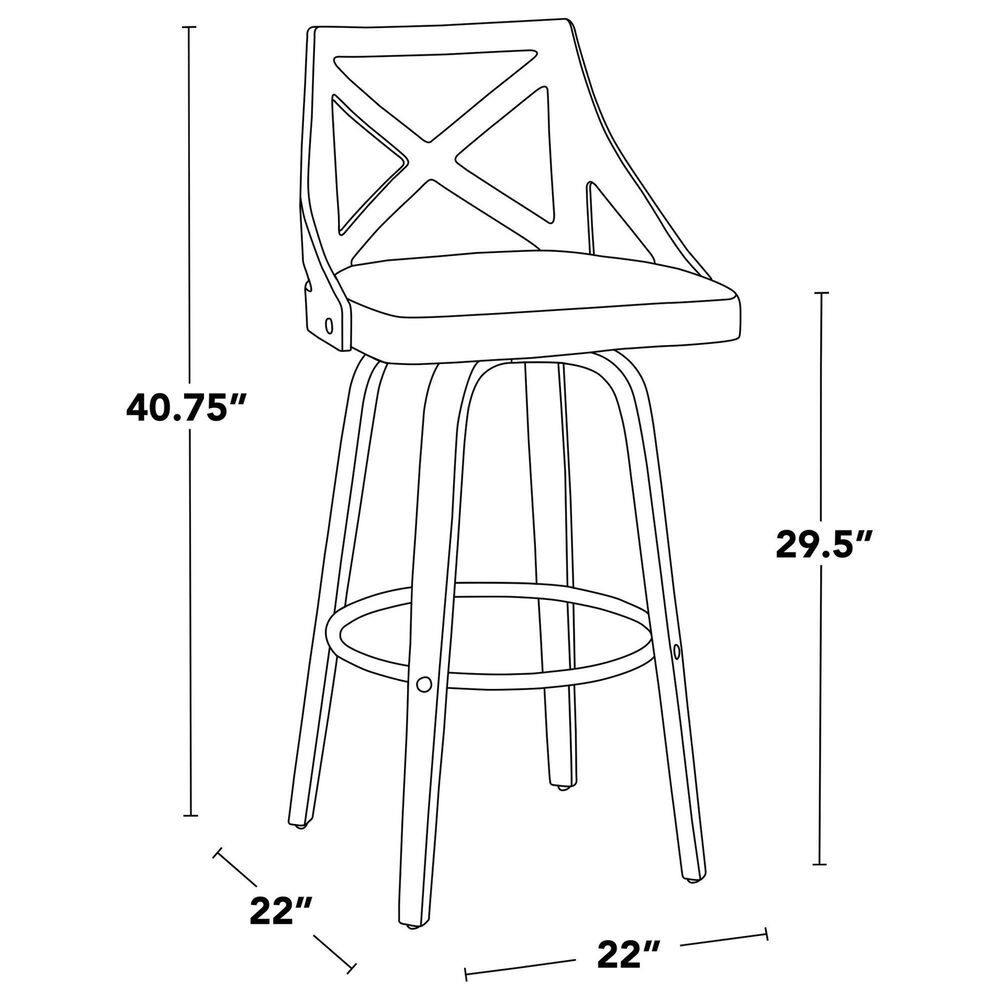 LumiSource Charlotte Swivel Bar Stool with Light Grey Fabric Upholstery in Whitewashed and Chrome (Set of 2), , large