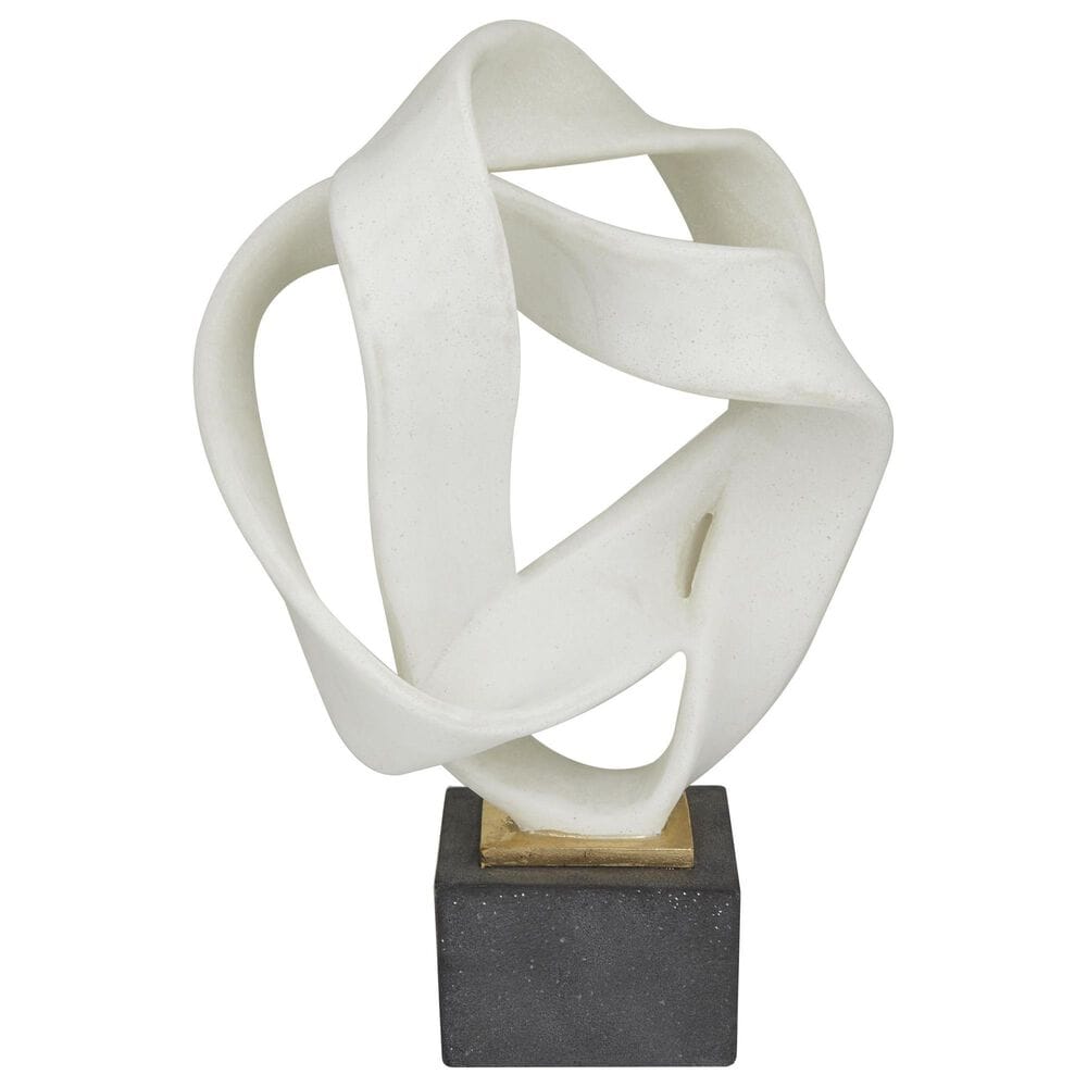Maple and Jade 17" Decorative Sculpture in Matte White and Black, , large