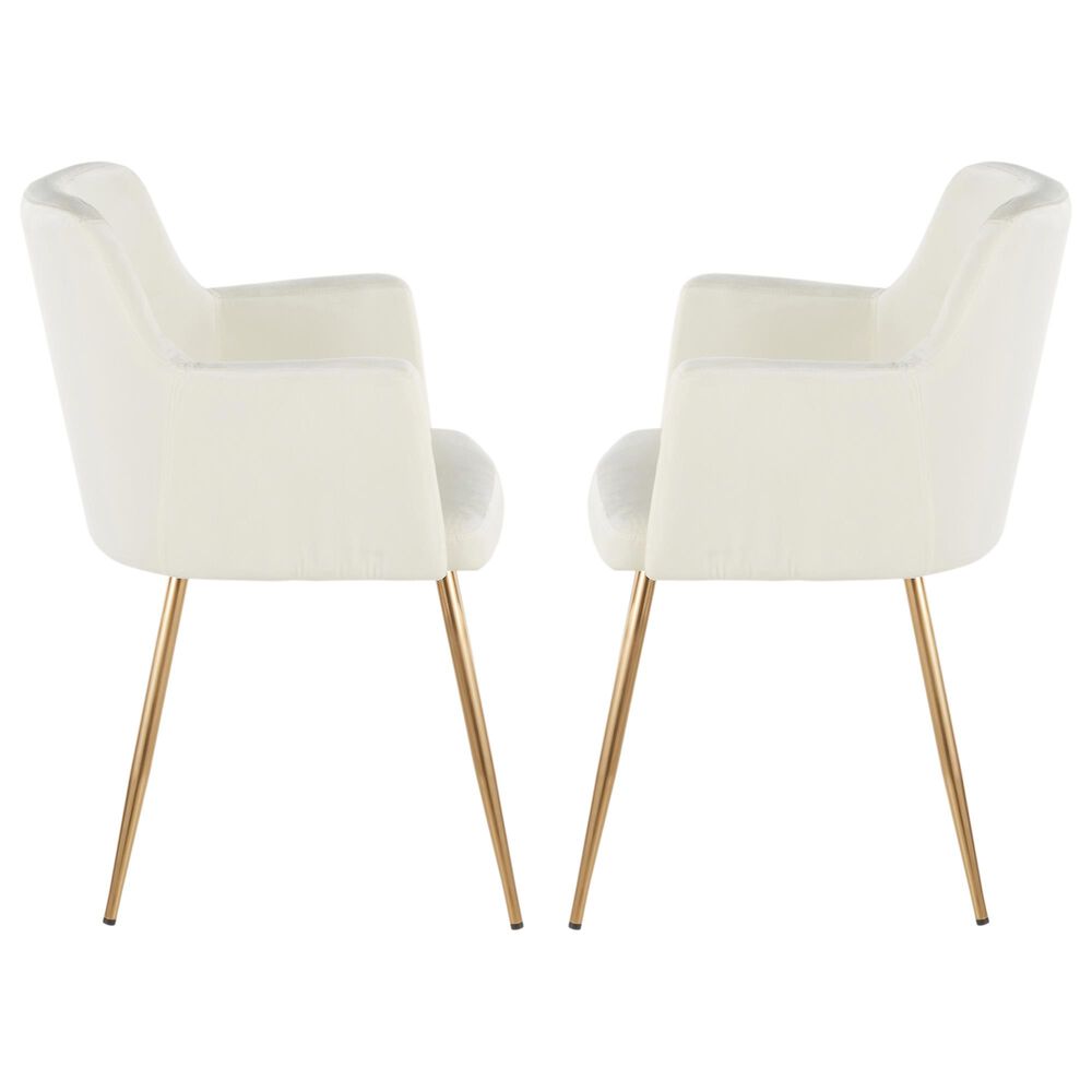 Lumisource Andrew Dining Chair in Cream/Gold &#40;Set of 2&#41;, , large