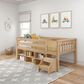 Birch Hollow Scandinavian Twin Low Loft Bed with Bookcase and Stepstool in Blonde, , large