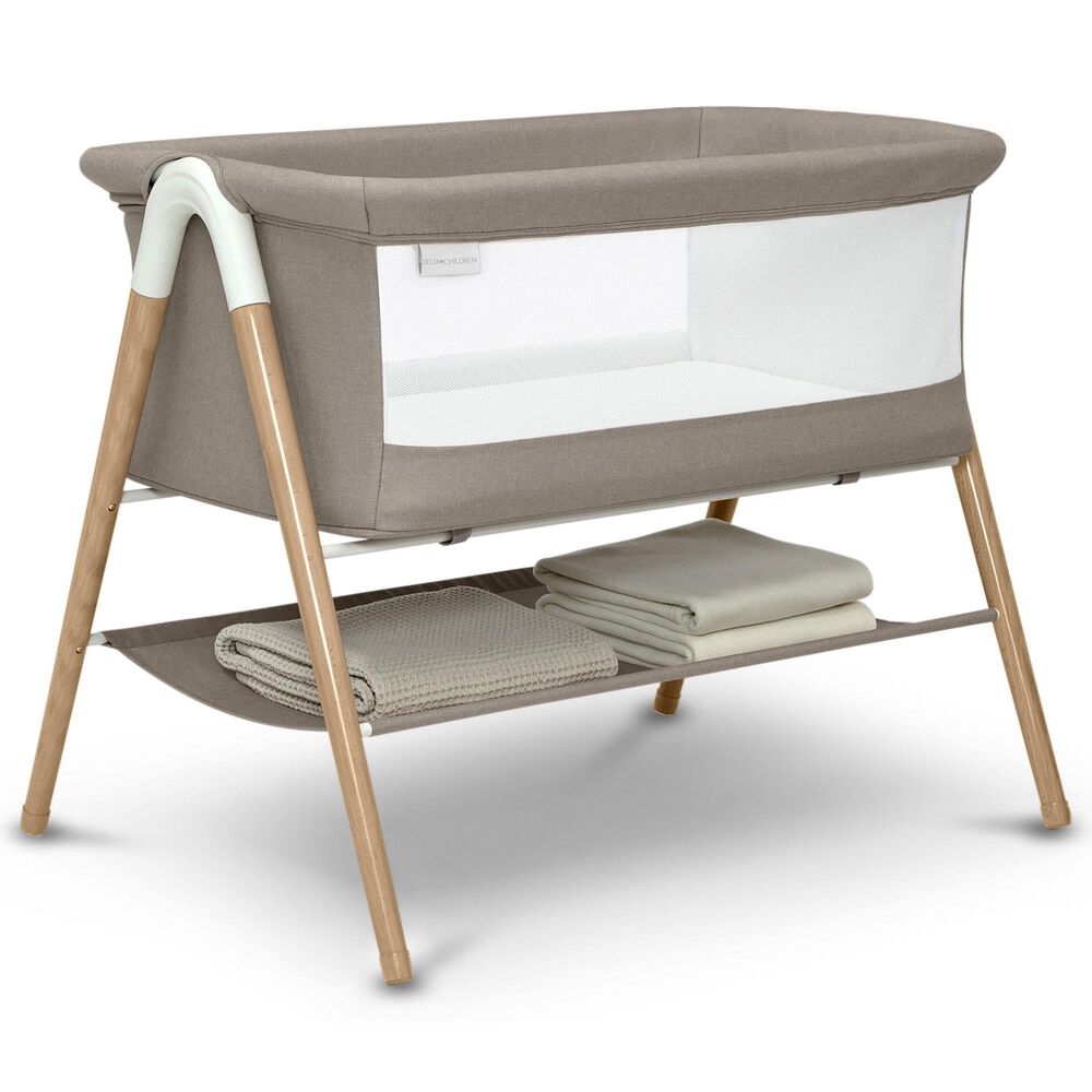 Delta Children Bondi Beechwood Bed Bassinet in Tan Melange, , large