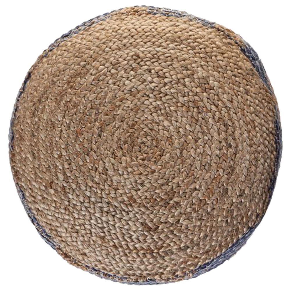 L.R. RESOURCES Decorative Pouf in Natural, Navy and Gray, , large