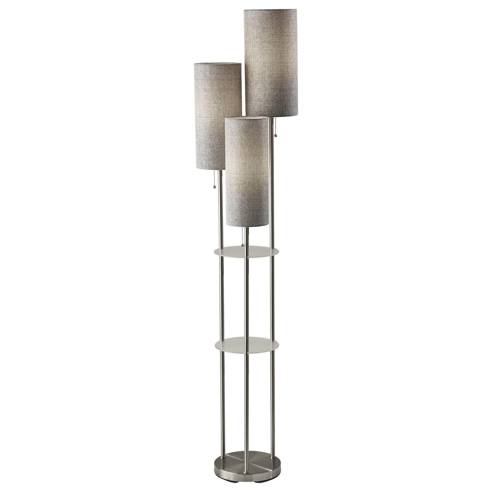 Adesso Trio Shelf Floor Lamp in Brushed Steel, , large