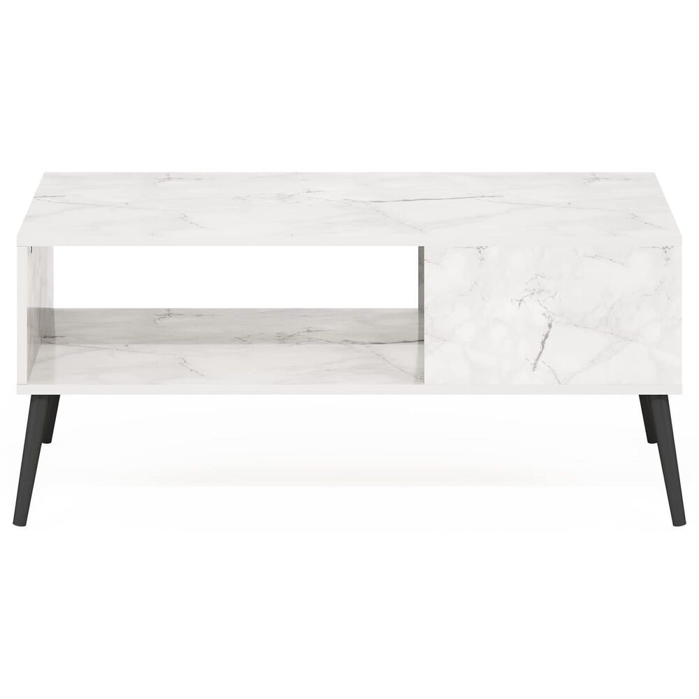 HOMLUX 2-Tier Mid-Century Modern Coffee Table in White, , large