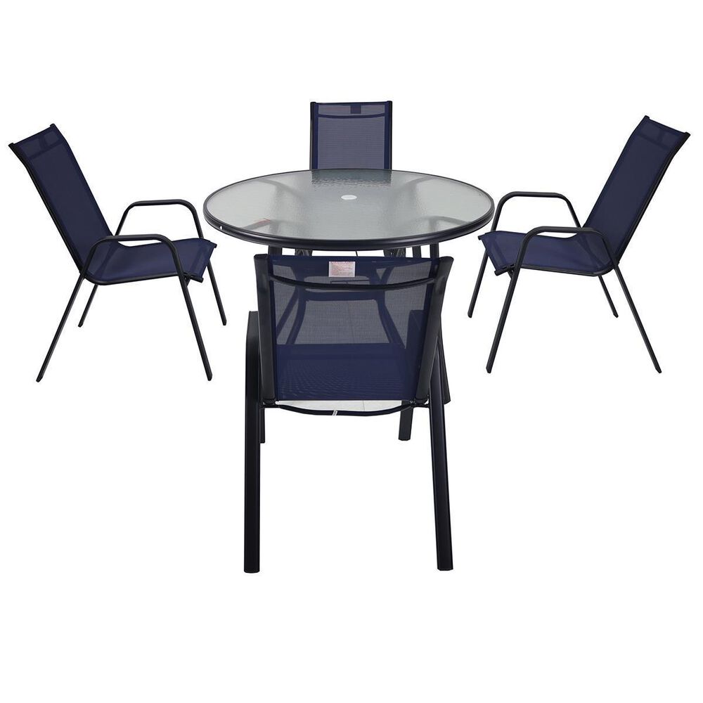 Redline Creation Inc. Loni Birch 5-Piece Outdoor Dining Set in Navy, , large