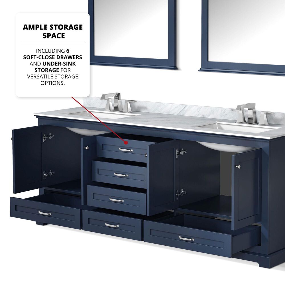 Lexora Home Dukes 80&quot; Double Bathroom Vanity in Espresso with 2 cm White Carrara Marble Top, Rectangular Sinks and 30&quot; Mirrors, , large