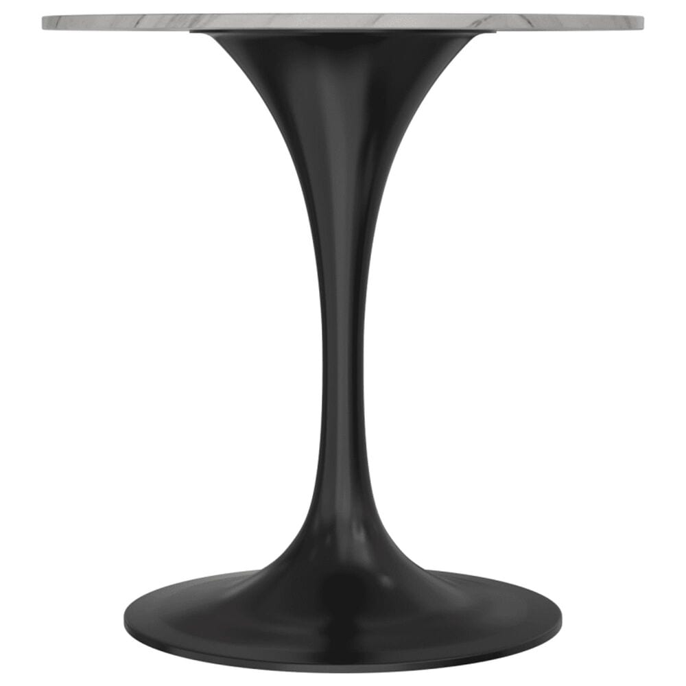 Leisuremod LeisureMod Verve Collection 27 Round Dining Table, Black Base with Sintered Stone White Top, , large