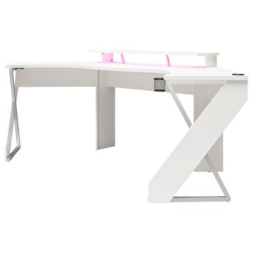 NTense Xtreme Corner Gaming Desk with Riser in White, , large