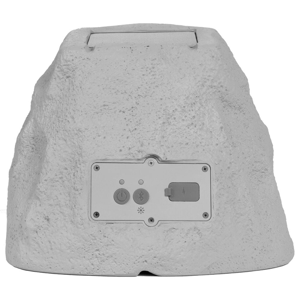 Ion Glow Stone Link Solar Rechargeable Rock Speaker in Gray, , large