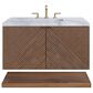 James Martin Vanities Marcello 36" Single Bathroom Vanity in Chestnut with 3 cm Carrara White Marble Top and Rectangular Sink, , large